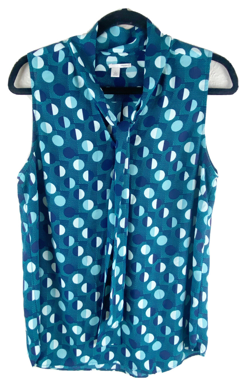 Halogen Large Geometric Circle Blue Poly Sleevele… - image 1