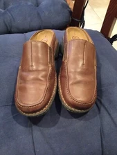 Rockport  Womens Leather Slip On Clog Shoes/ Size 6 M  Brown Padded Casual VGUC