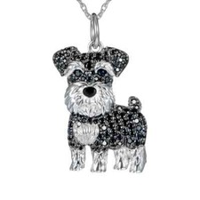 Rhinestone SCHNAUZER DOG Pendant Alloy Necklace NEW