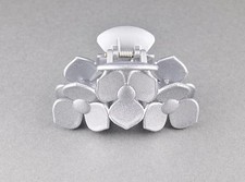 Silver hair clip plumeria flower floral barrette jaw claw clamp 3.25" long