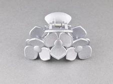 Silver hair clip plumeria flower floral barrette jaw claw clamp 3.25" long