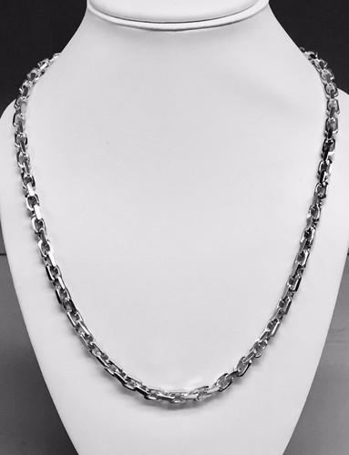 14k Solid White Gold Handmade Rolo Link 
