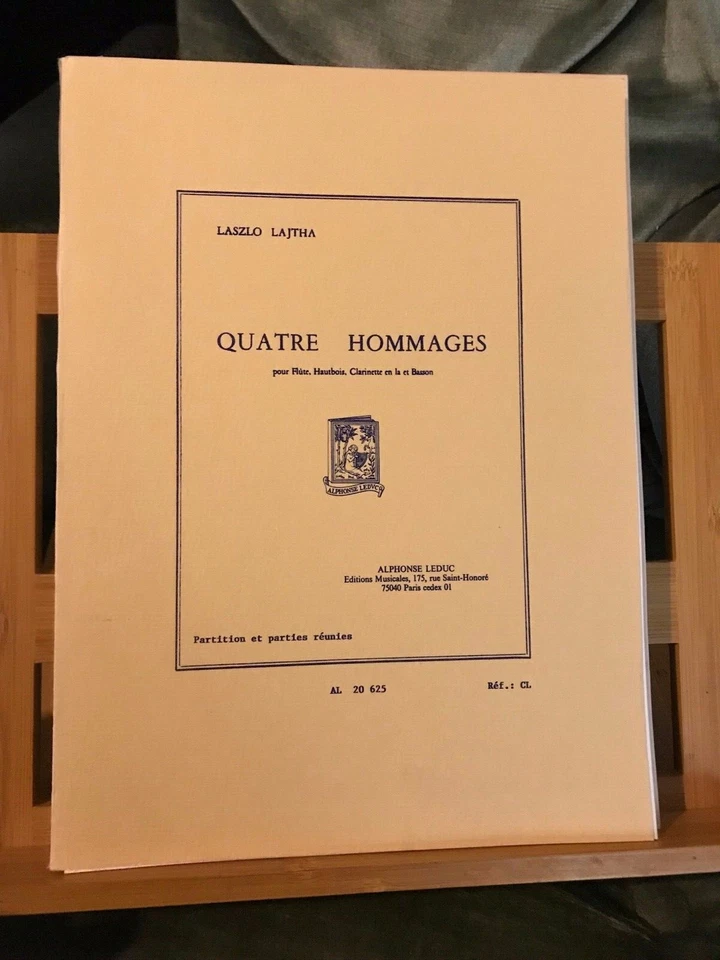 Laszlo Lajtha 4 hommages partition flute hautbois clarinette basson éd. Leduc - Photo 1/1