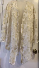 Goerges Silk  Robe women New / vintage,  size S  lined with silk gold/bone