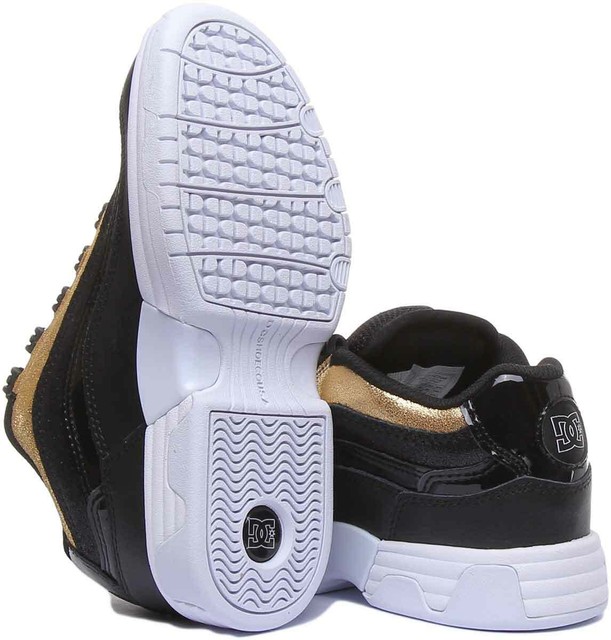 Dc Shoes Legacy Lite Womens Leather Chunky Trainers In Black Gold UK