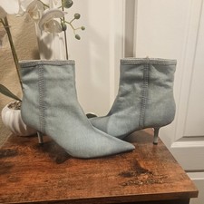 Botines ZARA Y2K Azul Denim Tela Tacón Talla 36 Mujer (G)