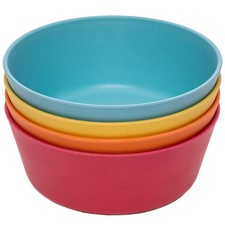 Bamboo Kids Bowls, Set of Four 10 oz Kid-Sized Dinnerware, Cereal, Leftovers ...