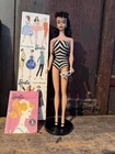 Barbie Brunette Blue Eyeliner Ponytail 1960   Vintage Stock No. 850 Complete Set