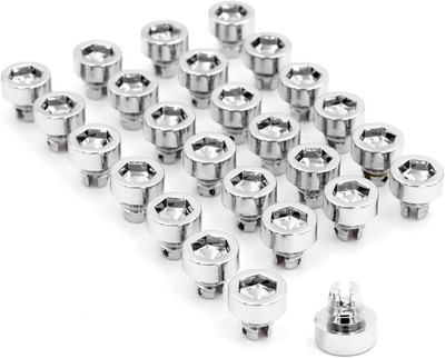 RTRHINOTUNING 50PCS Chrome Silver Wheel Rim Lip Rivets Nuts of 7.5Mm/0.3In Hole
