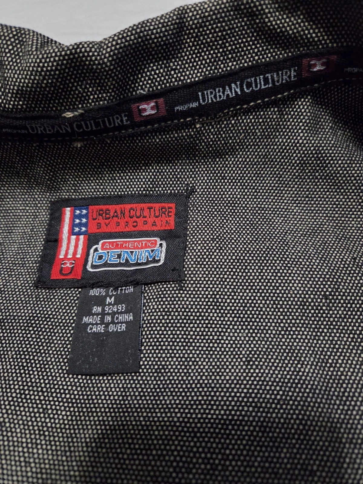 Propain Urban Culture  Mens  Black Denim Front Button Jacket Cotton Longsleeve M image 8