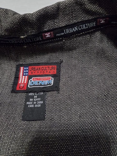 Propain Urban Culture  Mens  Black Denim Front Button Jacket Cotton Longsleeve M image 8