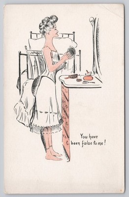 Postcard You Have Been False To Me, Woman in Front of Mirror, UDB A12916