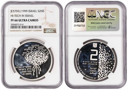 i-650651 Israel 2 New Sheqel JE5759 (1999). NGC PF 69 ULTRA CAMEO