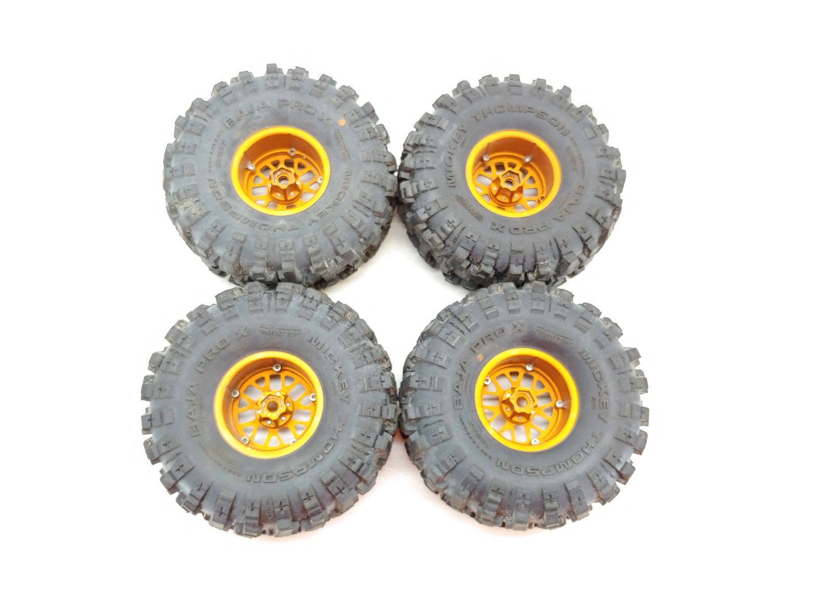 4x Proline #10203 Mickey Thompson Baja Pro X 2.2" Crawler Tires ALUMINUM WHEELS