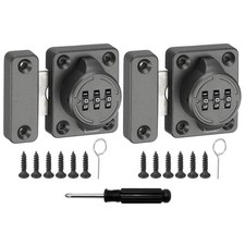 2Pcs Combination Cabinet Latch Metal Keyless Drawer Lock, Gray