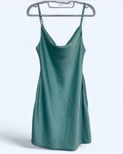 Urban Outfitters Light Blue Cowl Neck Satin Slip Mini Dress