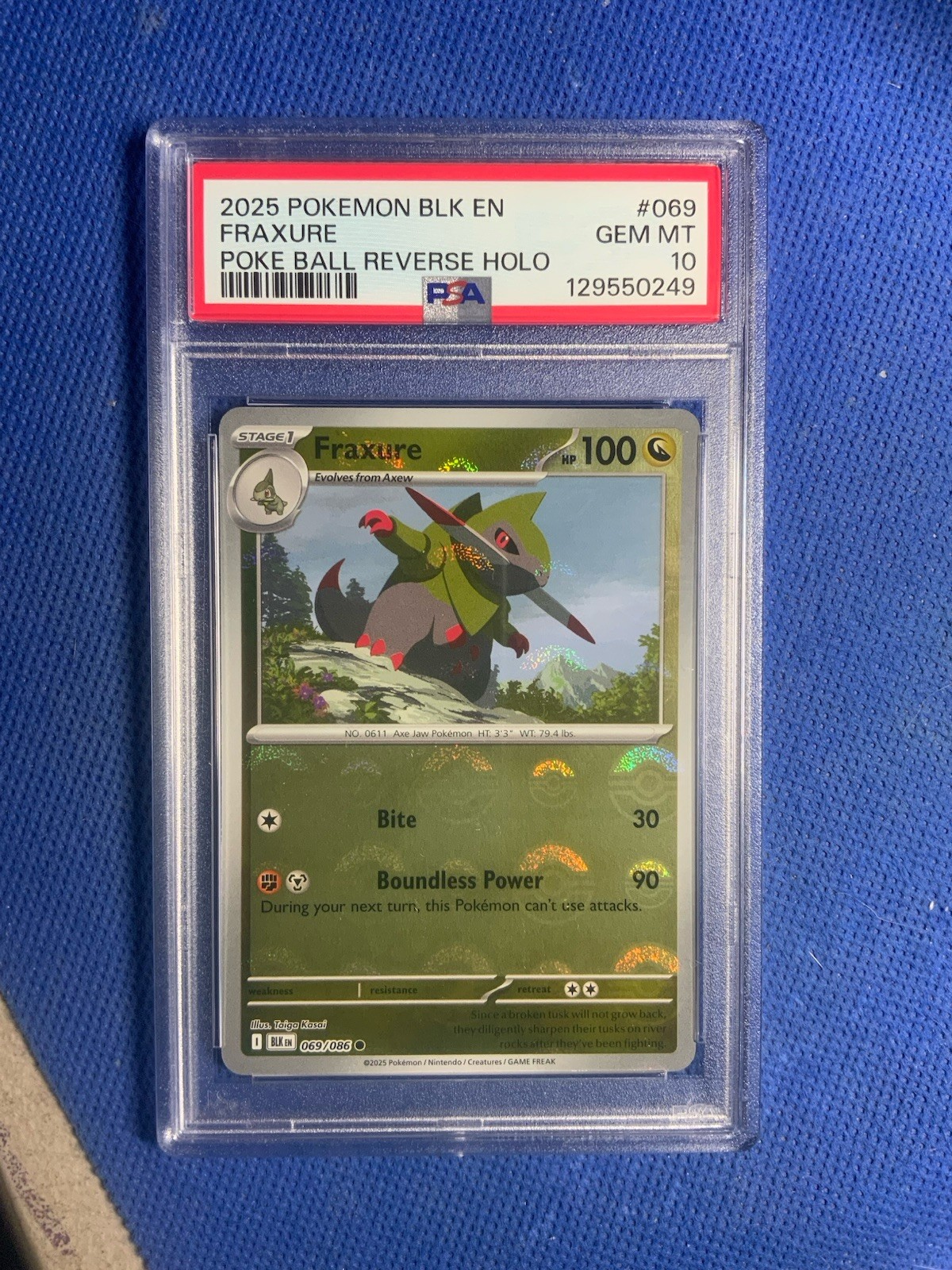 2025 POKEMON BLK EN-BLACK BOLT MASTER BALL REVERSE HOLO #069 FRAXURE PSA 10