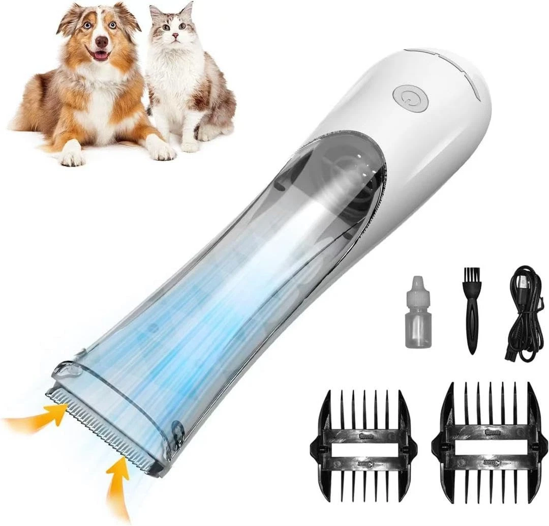 2-in-1 Portable Dog Grooming Vacuum Clipper Kit 3-Speed Low Noise Rechargeabl...