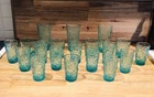 Anchor Hocking Milano Lido Vintage MCM Aqua Crinkle Drinking Glasses