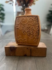 Mid-Century Style Embossed Terracotta Ceramic Vase – Swirl Design – Decorative A