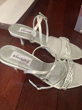 Dyeables Strappy White Satin Bridal Shoes Size 7 Medium Heel Amber