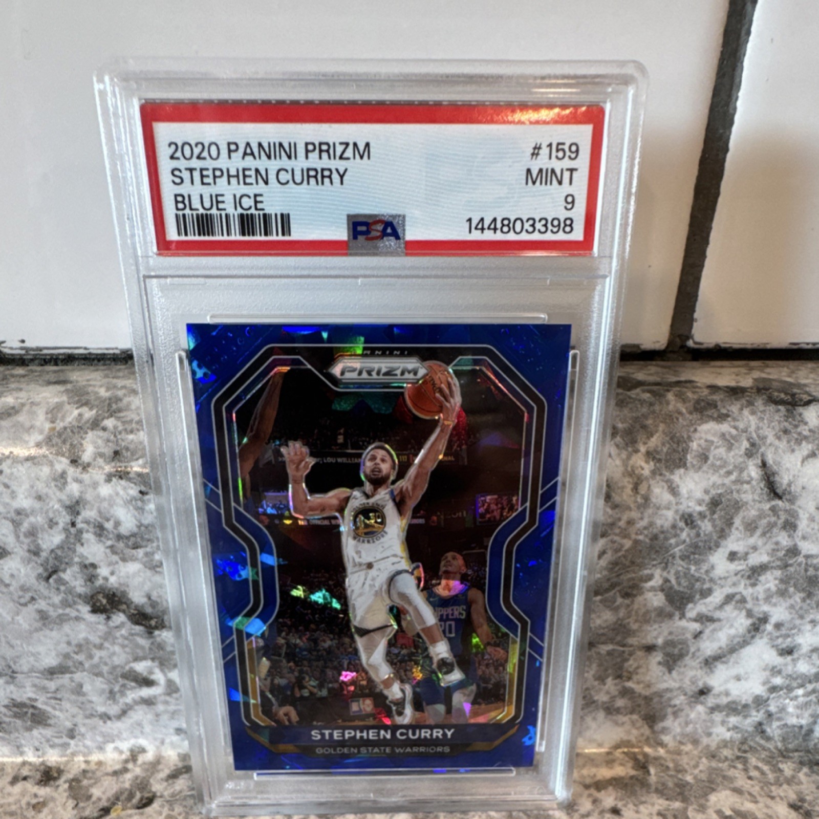 Panini Prizm 2020-21 Stephen Curry #159 Blue Ice Prizm /125 PSA 9 Warriors