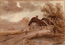 Robert Thornton Wilding - Watercolour Painting - Village Landscape - 1904