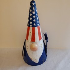 Vintage HD Designs Patriotic Metal Garden Gnome 12" Distressed Paint USA