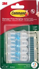3M Command Light Clips Self Adhesive Strips Damage Free Decorating Hanger clear 3.99 per strip