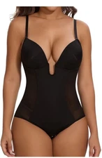 SHAPERIN Women's Backless Body Shaper Bra Faja Low Back Thong Shapewear 2XL XXL