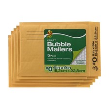 Duck Brand Kraft Bubble Mailers, #0-6 x 9 Inches, 5-Pack 6 x 9 inches,