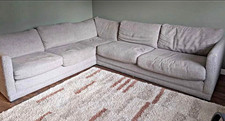 Aissa Grey Fabric Corner Sofa, Track Arms, 6 Seater, 285x247x70cm