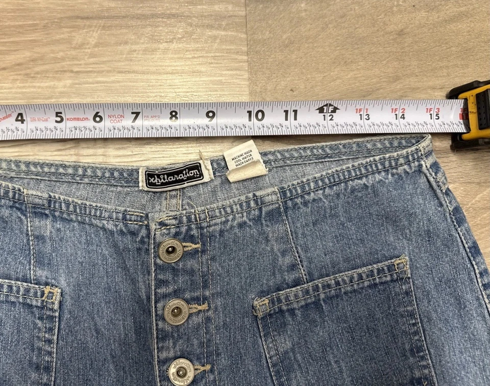 Винтажный кнопка мухи женщин широкие ноги без задника средний стирка ретро Y2K 90-х рейв джинсы 11 - Изображение 4 из 4