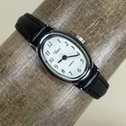 Vintage Timex Cavatina Women Dress Oval Leather Quartz Analog 18mm Watch 6 1/2"