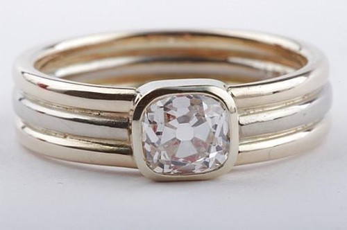 Diamant Ring Solitär 1ct Kissenschliff 585er 14K Gelbgold Wertgutachten 14600 *