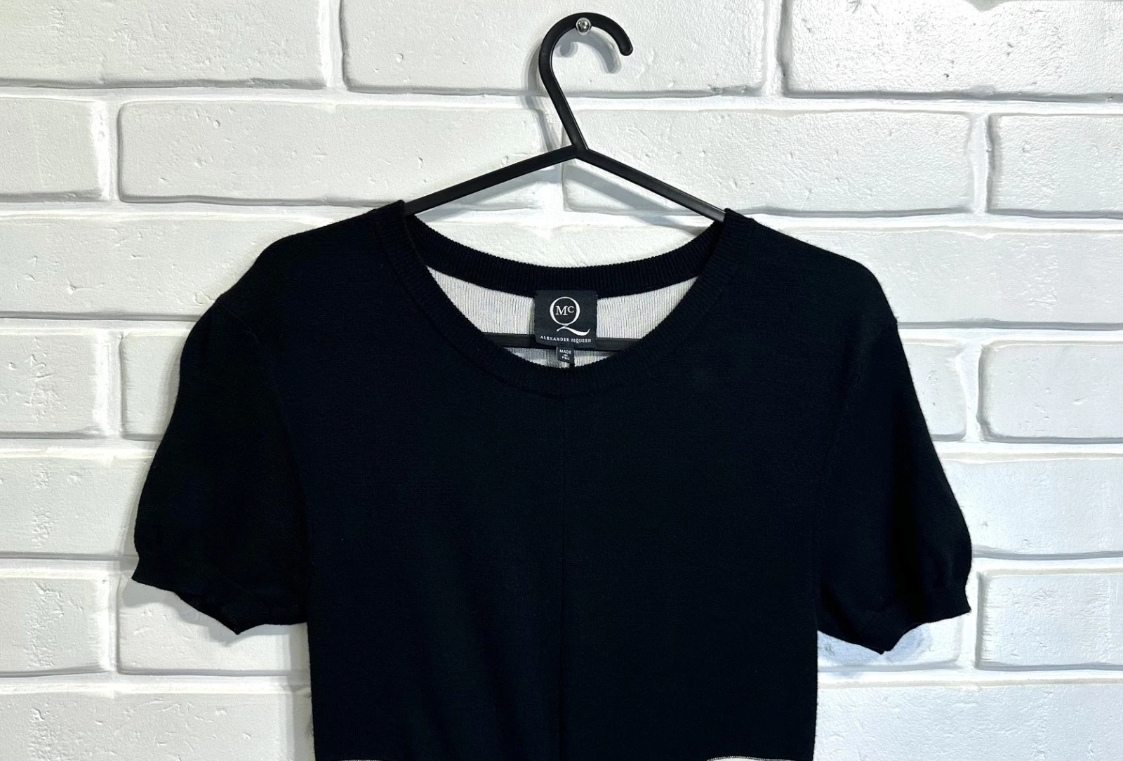 Abito bodycon Alexander McQUEEN MCQ Knitt look cutot taglia Small nero bianco