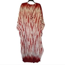 Red And White Kaftan Maxi Dress One Size