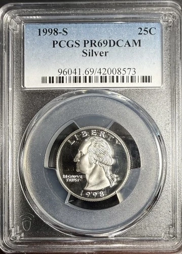 1998-S Washington Quarter Silver PR69 DCAM PCGS Blue Label