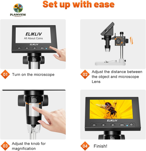 Microscope, LCD Digital Coin Microscope 1000X, Coin Magnifier with 8 Adjustable - Afbeelding 9 van 12