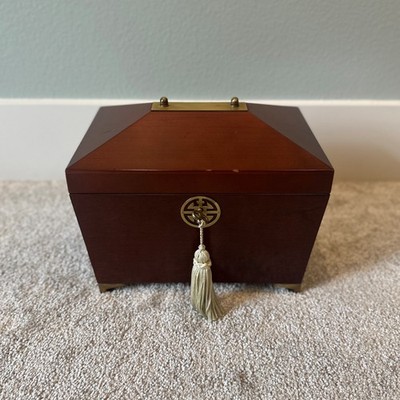 Vintage 1998 The Bombay Company, Ornate Velvet Lined Jewelry Box w/ Key