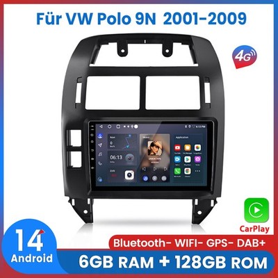 Für VW Polo 9N 2001-2009 Carplay Android14 Autoradio GPS Navi BT FM DAB+ 6+128GB