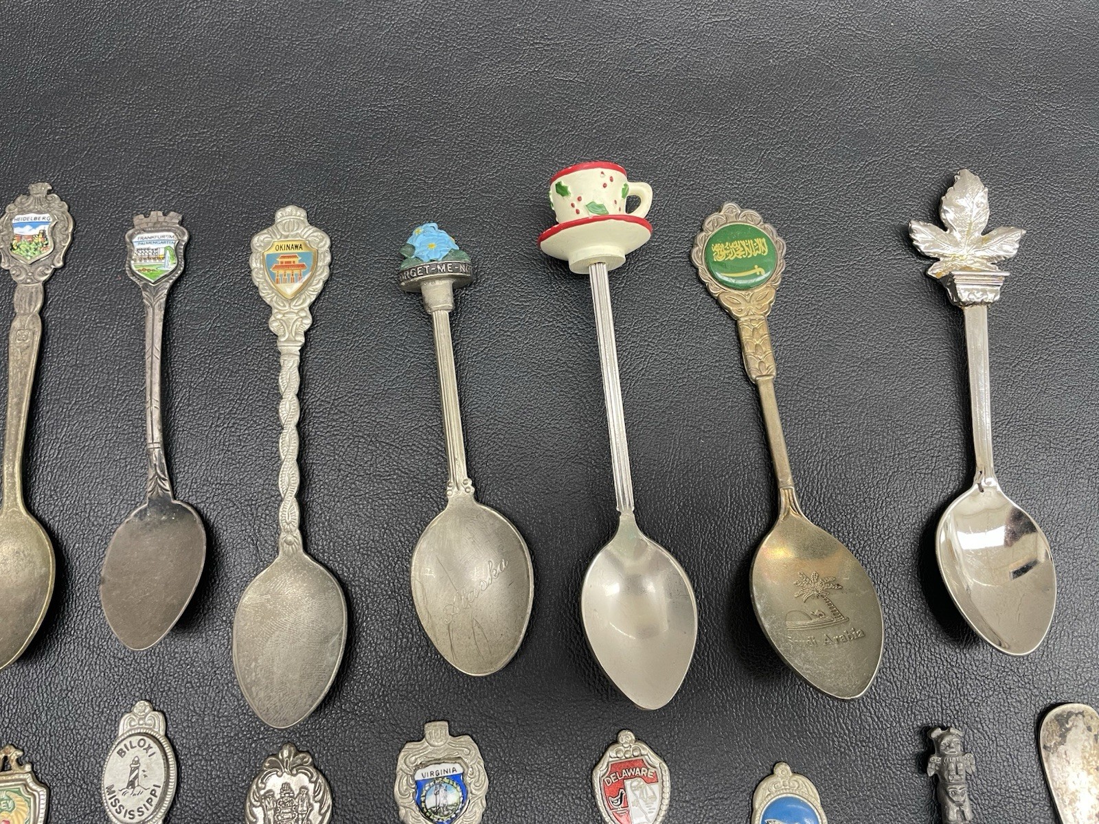 Lot Of 39 Antique Souvenir Spoons, Collector spoon Lot, Silverware Flatware, VTG