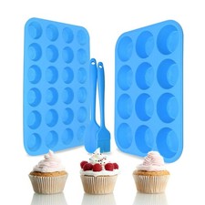 Silicone Muffin Pan Cupcake Set,Non-Stick 12 Cups and Mini 24 Cups