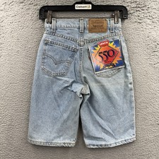 Vintage Levis 550 Relaxed Fit Shorts Kids Youth 12 Medium Wash 1990s Made USA