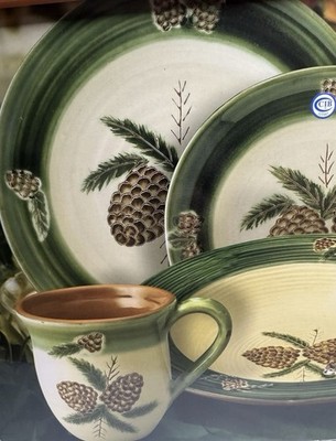 Hampton At Home Pinecone Dinnerware Set, Complete For 4 (16 piece total)