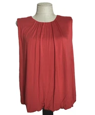 TIME AND TRU Red Stretchy Bubble Hem Sleeveless Knit Top  Sz L*