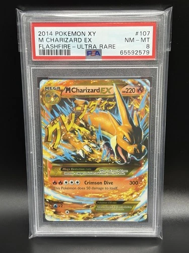 2014 M Charizard EX Flashfire Ultra Rare Holo Pokemon Card 107/106 PSA 8 NM-MT