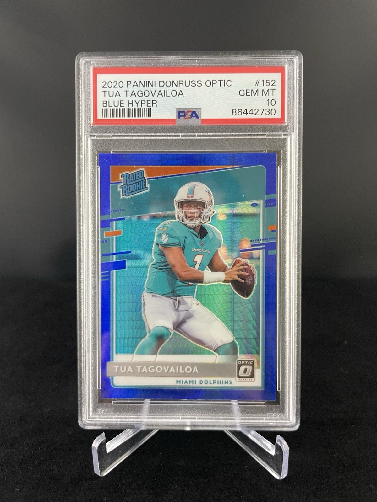 2020 Donruss Optic - Tua Tagovailoa Rated Rookie Blue Hyper Prizm PSA 10