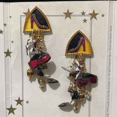 Rare Lunch At The Ritz Vintage Clip On Earrings  Shoe Fetish 