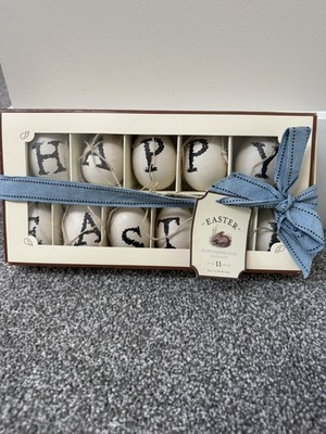 Pottery Barn Easter Egg Ornaments HAPPY EASTER Decor Set of 11 RARE !